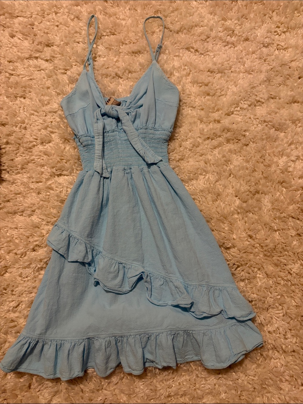 Light Blue Mini Dress with Ruffle Hem